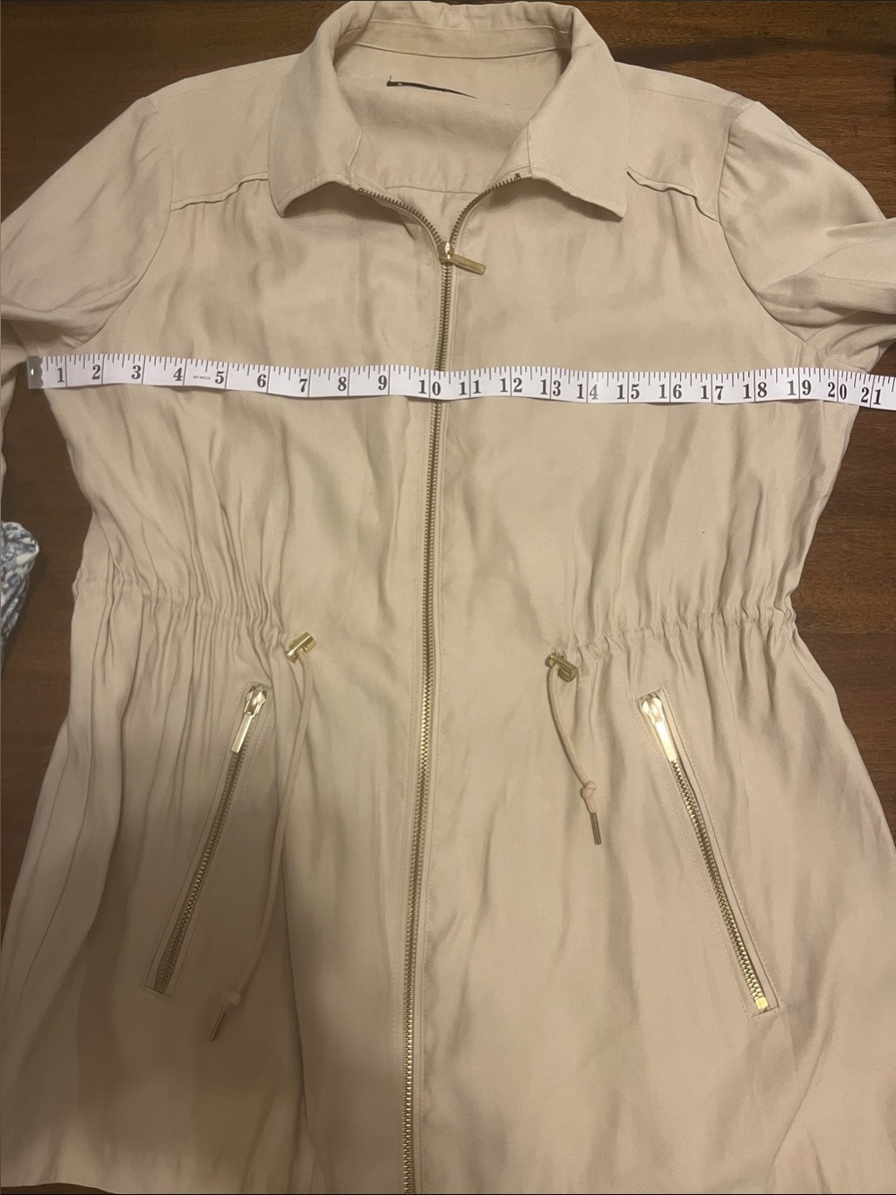 Zara Light Beige Zip-Front Drawstring Utility Jacket - Picture 10 of 14